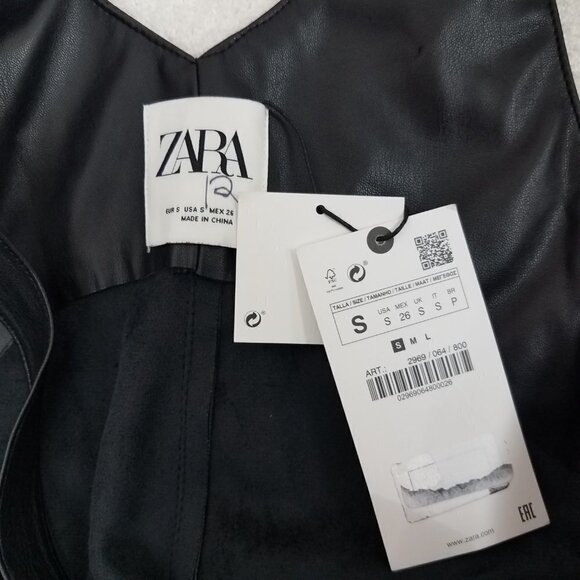 NEW ZARA S Jackie Faux Leather Jumpsuit Bloggers Favorite Crop Black Reversible - Picture 13 of 15